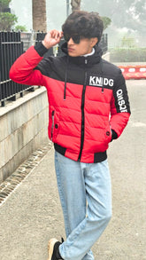 mens imported red and black kidgo puffer jacket